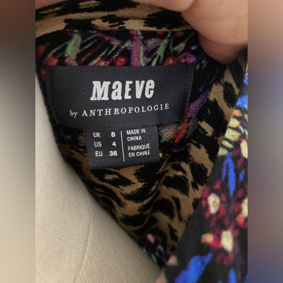 Anthropologie Maeve Morgan Black Floral Leopard Print Button Dress Size 4 - Picture 10 of 10